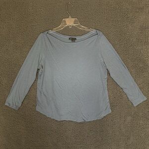 Vince Womens Top Blouse Shirt Blue Size L Large Cotton Blend